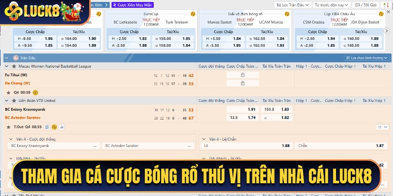 Tham gia cá cược bóng rổ thú vị trên nhà cái Luck8